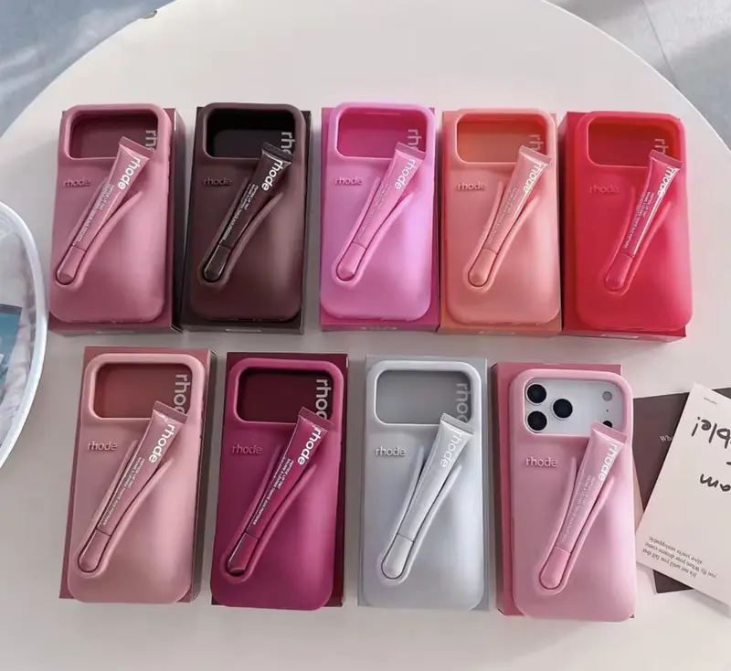 【にゃ】rhode ribbonケースリップ付き Rhode Phone Case Ribbon with Lipgloss | iPhone Case | RHODE COVER