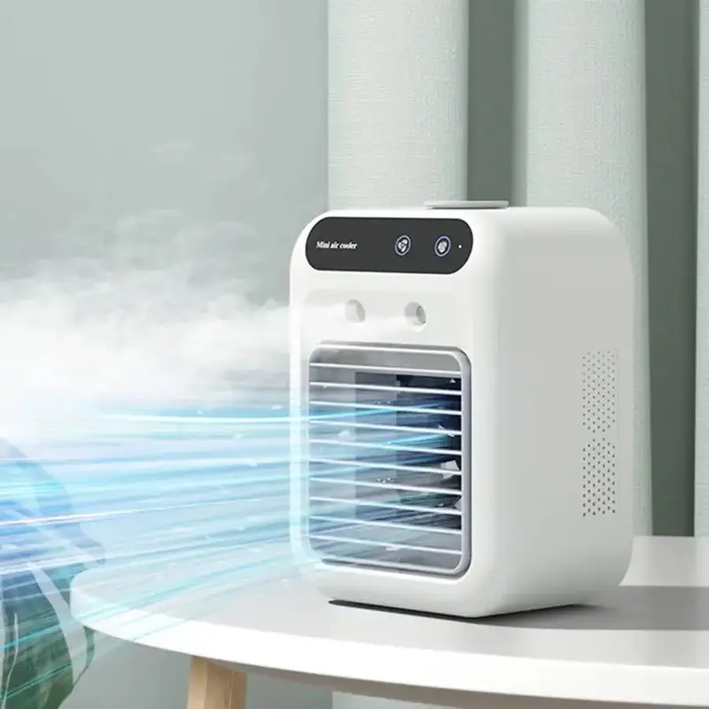 Portable Air Conditioner Fan, 500ML Large Capacity Water Tank Humidification Cooling Fan, Two-speed Wind Mode Spray Desktop Air Conditioner Fan