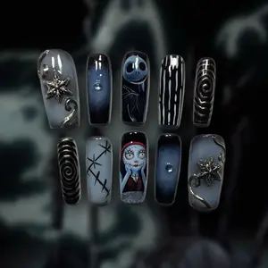 Hand Painted Jack and Sally Press on set