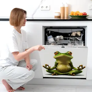 Cartoon Frog Pattern Magnetic Dishwasher Sticker, Reusable Self Adhesive Decorative Sticker, Kitchen Decor for Home Dishwasher Refrigerator