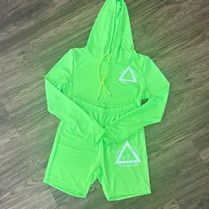 Lime Green GOY Two-Piece Set with hood- Get Over Yourself Design
