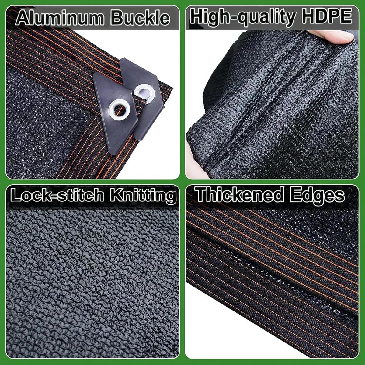 Easy to install perforated black sunshade cloth, suitable for outdoor balconies, terraces, greenhouses, balcony sunshades, striped pattern mesh, durable sunshade