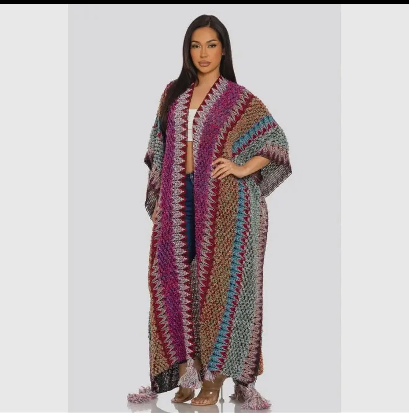 Multicolored Open Front Cardigan Multicolored Open Front Cardigan