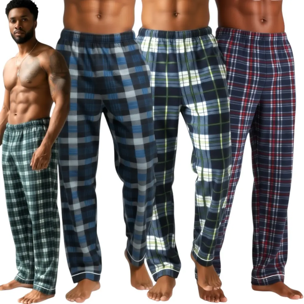 ToBeInStyle Men's Single or Multi-Pack Random Assortment of Fleece Cozy Pajama Lounge Plaid Print Pants (Sizes S - XL)