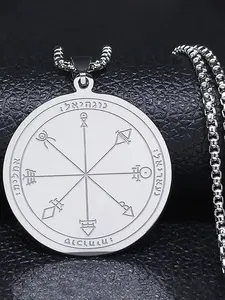Talisman Of Protection Good Luck Wealth Seal Of Solomon Stainless Steel Statement Necklace Women/Men All Seasons Wear