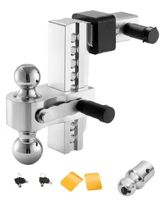 Adjustable Trailer Hitch 2-Inch Receiver With 8-Inch Drop Tri-Ball Design, 15,000 Lbs Gross Trailer Weight, Heavy Duty Ball Mount With Dual Ball Configurations For Versatile Towing, Durable Powder-Coated Steel, Easy Vehicle Fit