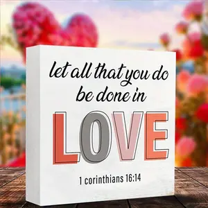 Letter Pattern Desktop Ornament, 1 Count Square Shape  Desktop Ornament, Desk Table Decorations Supplies for Home Office School Dormitory