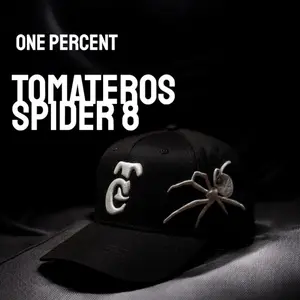 ONE PERCENT Tomateros Spider 8 Hat - Black with 3D Spider Embroidery and White Logo