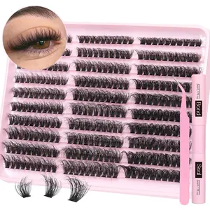 Fluffy Lash Extension Kit 60D+80D+100D Lash Clusters Thick Eyelash Extension Kit 10-18mm Individual Lashes Kit 300PCS Eyelashes Extension with Bond and Seal and Lash Extension Tweezers by TNFVLONEINS