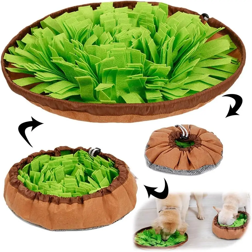 Dog Snuffle Mat for Dogs, Interactive Foraging Toy and Slow Feeder Feeding Mat, Foldable Treat Hiding Puzzle Mat for Puppy Enrichment, Indoor Outdoor Pet Activity