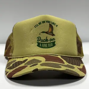 I BE ON YOU LIKE A DUCK ON A June Bug CAMO Mesh Trucker SnapBack Cap Hat Collab Justin Stagner Southern Grandpa Custom Printed
