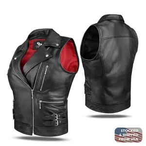 VALKYRIE, Genuine Leather Vest Women – for Motorcycle, Classic Biker Style, Adjustable Fit, Black Color, Softest Leather