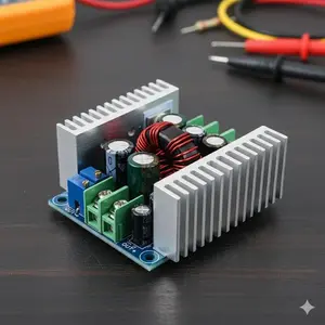 300A High Current Adjustable DC Power Module - Industrial Digital Control Buck Converter with Thermal Protection, LED Driver, Multi-Scenario Power Supply, Metal Casing, Enhanced Cooling, Programmable Regulator for Home and Industrial Use