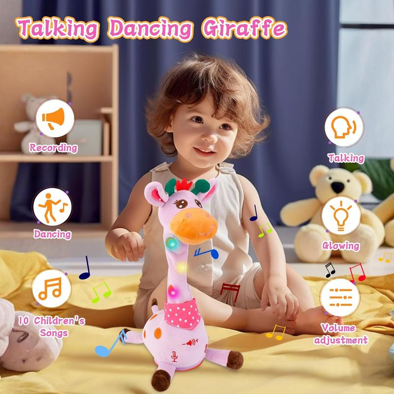 Valentine's Day Gifts Dancing Talking Giraffe Toys - Electronic Rattle for Kids - Repeat Mimicking - Musical Sensory Plush Toy - Ideal Gift for Children's Day Birthday Christmas