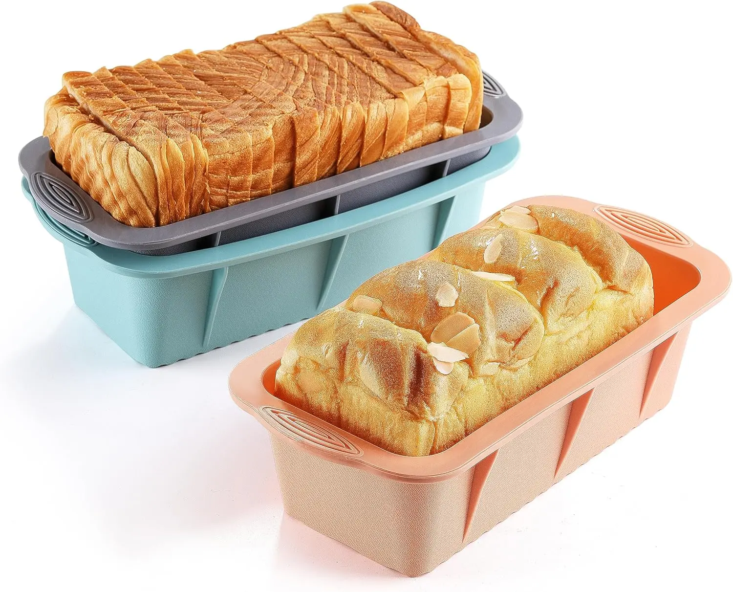 Bread Loaf Pan 3PCS Silicone Non-Stick Bread Pans for Baking, Easy Release Loaf Pan, Great for Homemade Bread, Cakes, Brownies, Dishwasher Safe (3 Colors, Nesting Design) NoBrand