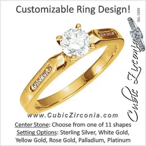 Cubic Zirconia Engagement Ring- The Jayme (Customizable 9-stone Cathedral Setting with Tiny Round Channel Accents)