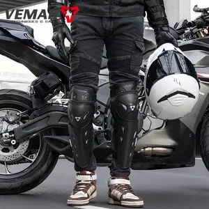 2-Piece Set VEMAR Motorcycle Knee Pads - Breathable Anti-Fall Wear-Resistant Protective Gear for Men & Women, All-Season Sports Leg Guards Motocross Knee Protector