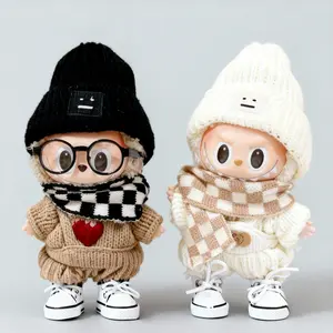 5-Piece Knitted Sweater Set for Labubu,Stylish Handcrafted  Set 5 Pieces Suitable for 15cm-17cm Labubu Outfit,Doll Clothing Set Replacement Accessories, Customizes doll's clothes,Christmas gifts for kids.trendy doll clothes