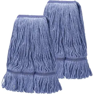 2 Pack Heavy Mop Replace Head,mop Head Replacement,Commercial mop Heads,Reusable Mop Head Refills-Replacement Mop Heads SuitableWet Industrial Blue Cotton Looped End String Head Refill (Blue)