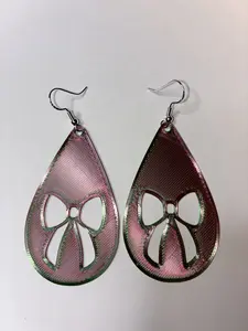 3-D printed Christmas bow earrings