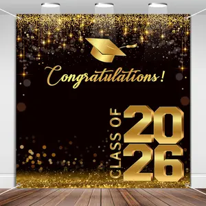 Class of 2026 Backdrop, 6 * 6 FT Graduation Photo Backdrop, Black and  Graduation Banner, 2026 Congratulations Banner for Photoshoot, Graduate Background Booth Props