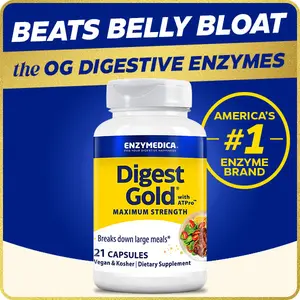Enzymedica Digest Gold - Digestive Enzyme Supplement for Women & Men, Enzymes for Digestion, Gut Health Support, Helps Gas & Bloating, ATPro Energy Support, Maximum Strength, Vegan