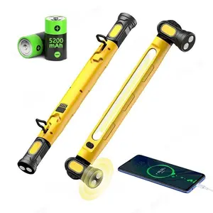 3000 Lumens Rechargeable LED Work Light - 360° Rotatable Magnetic COB Flashlight, USB-C Fast Charging, Portable Inspection Light for Auto Repair, Camping