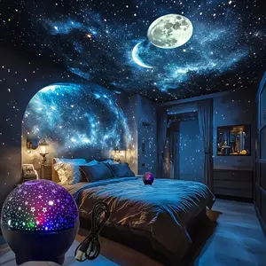 Starry Sky Projector Night Light, USB Powered 360° Rotatable Galaxy Projector Lamp, Portable Night Light for Bedroom, Living Room, Home Decor, Dimmable LED Light