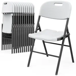 【Father's Day Gift】Outvita 4/6/10 Pack Heavy-Duty Foldable Chairs HDPE Plastic Seats with Steel Frame for Indoor Outdoor Dining Parties Weddings Schools 350lbs Capacity