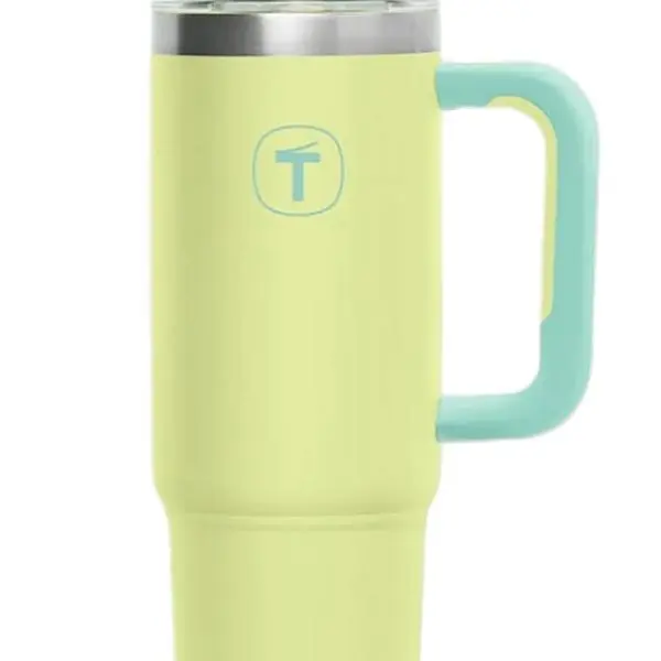 Tupperware Big T Tumbler - 37 oz, Leakproof Cup with Flip-Top Locking Lid and Straw Options - Portable Drinkware Beverage Reusable Mug Washable Stainless
