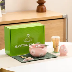 Japanese Matcha Tea Set, Box Packaging, Ceramic Whisk Bowl, Traditional Japanese Design, Perfect for Ceremonial Use