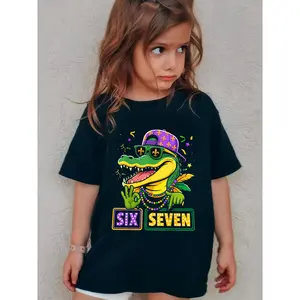 Mardi Gras 67 Alligator Mardigator Six Seven Funny Bruh 6 7 Funny Awesome Graphic Kid T-Shirt Casual Kid T Shirts Trendy Cool Tees Tops for Kid all season