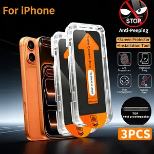 [3PCS]  Privacy/High Definition Screen Protector，for iPhone series,  Headset Covered Fully Protection, electroplated oleophobic layer， Auto Dust-Elimination, One-Click Bubble-Free Installation 9H Tempered Glass Film