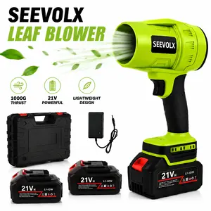 SEEVOLX 21V Brushless Cordless Leaf Blower with 2*3.0Ah Batteries, 1000G Strong Thrust, Share & Get Extra Battery for Yard Cleanup, Car Drying & Snow Blowing