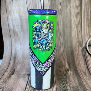 Custom beetle juice glitter tumbler 20oz