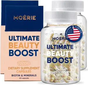 Moerie Ultimate Hair Growth Supplements for Women & Men - Hair, Skin, Nails Vitamins with Biotin & Minerals for Hair Health - Thicker Hair - 60 Capsules 2 pack