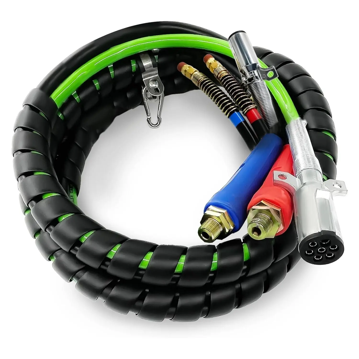 3-in-1 Semi Truck Air Line Kit | Air Hoses & 7-Way ABS Power Cable 3-in-1 Semi Truck Air Line Kit | Air Hoses & 7-Way ABS Power Cable
