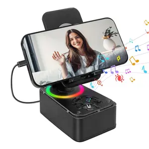 Wireless Audio Bluetooth Speaker, 3-in-1 Phone Holder with USB Emergency Charging, LED Night Light, Foldable Phone or Tablet, Christmas Gift for Home, Car, Outdoor to Friends, Family