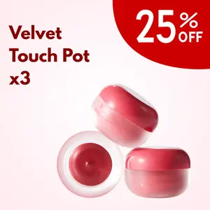 milktouch Velvet Touch Pot x3 - Dearthing Blurry Effect Smooth Touch Pot - Lip & Blush Cream Bundle of 3 Shades - Soft Matte Finish - Lightweight Comfortable for Daily Wear - Compact Pot Perfect for On-the-Go Touchups Makeup Cosmetic