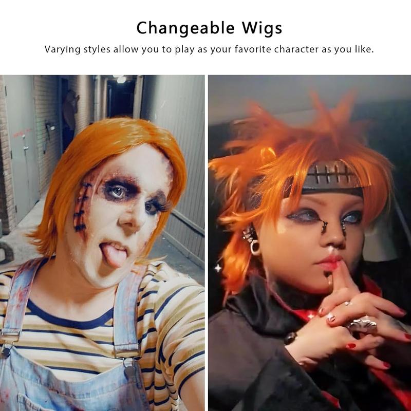 CHRISTMAS GIFT Anime Wig – Short Black Layered Synthetic Wig with Bangs for Cosplay, Costume Parties, Women & Men, Soft Pastel Style