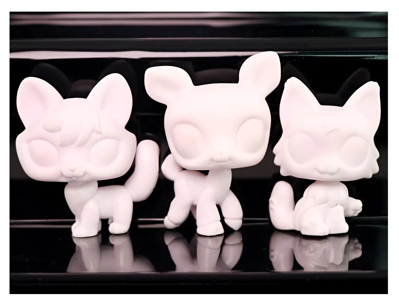 Kids' 3-Pcs High-Quality ABS/PVC Unpainted White Base Animal Miniatures Set, Classic Art Craft Supply for Cat & Dog Clay Handicrafts - DIY Toy for 12+ Unisex Children, Gift for Enhancing Relationships & Boosting DIY Creativity, Decoration