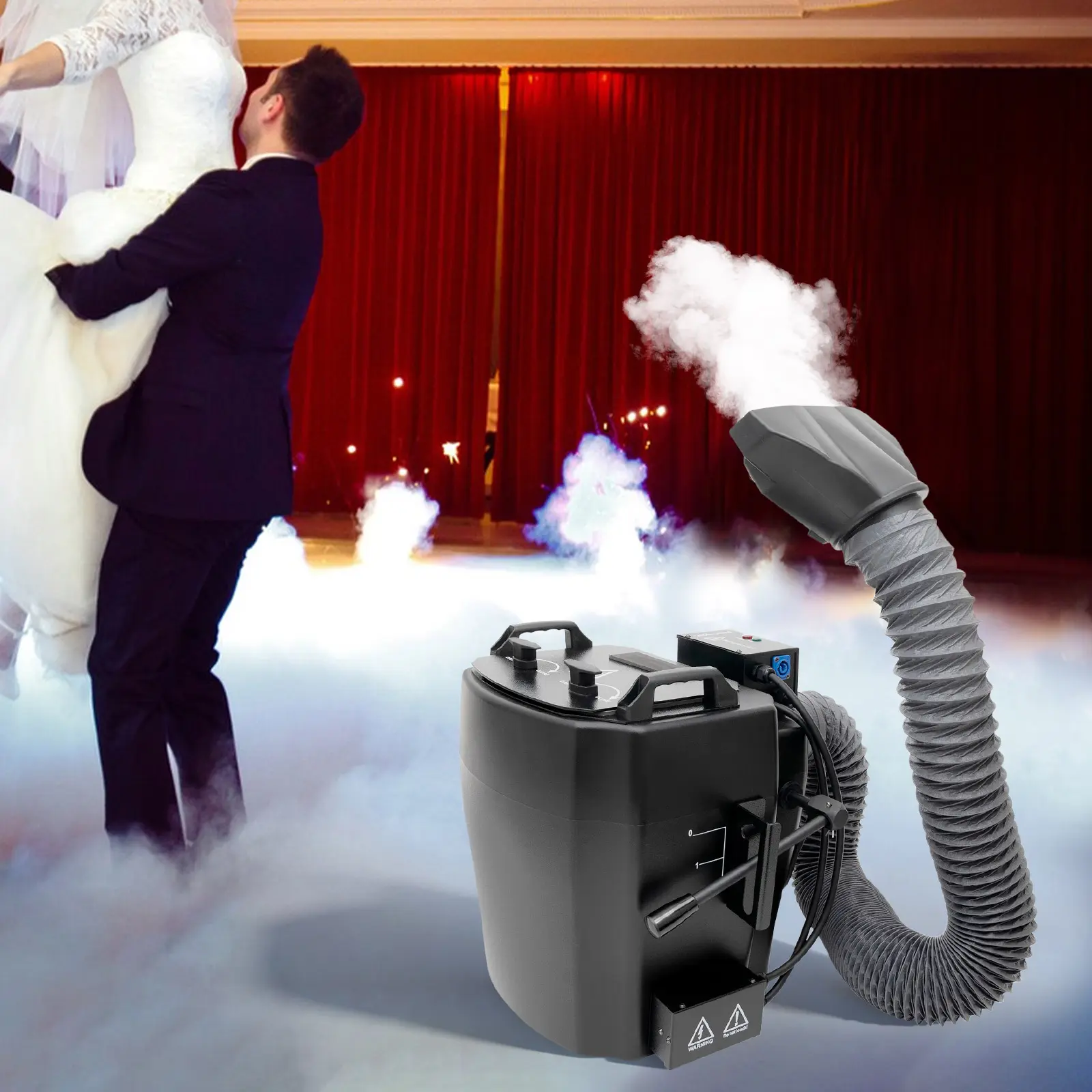 Stainless Steel Dry Ice Fog Machine - 4000W, 2.64 Gal (10L) Water Capacity, 20.08x18.5x18.9in (51x47x48cm), 17kg, Home Party Supplies for Ceremony Stage Effects