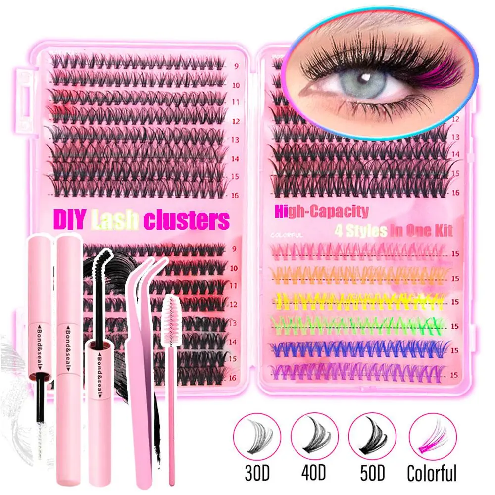 Colorful False Eyelashes, 1 Set Reusable Wispy Lashes Extensions for Natural Look, Comfortable Everyday Lashes, Photo Shoot Stage Makeup Lashes, Cosmetic Fluffy Cluster Lashes, Wispy Eyelash Clusters