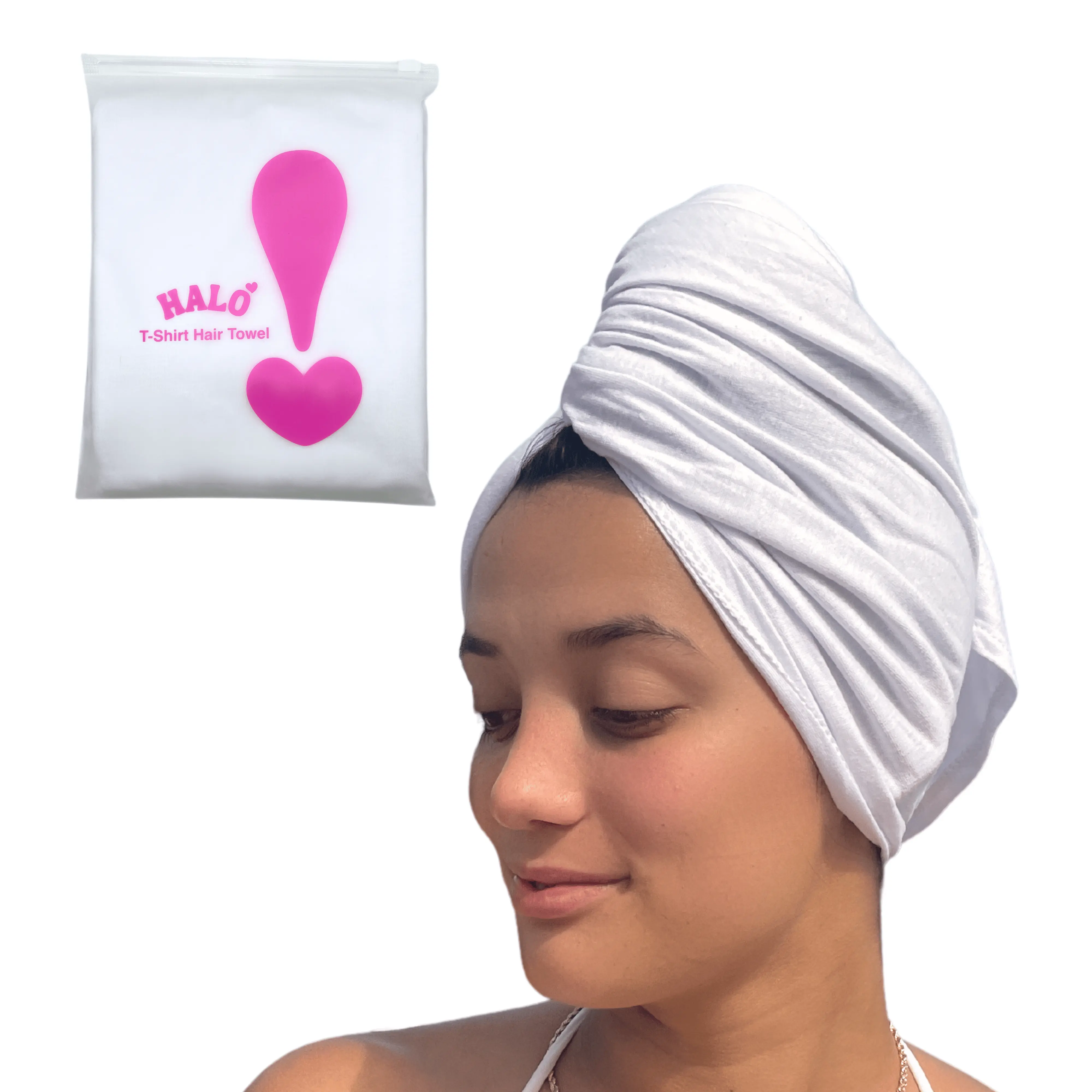 MoistureLock Jersey Knit 100% Cotton T-Shirt Hair Towel | Cloud White | No Synthetic Microfiber (Plastics) | Reduce Cuticle Friction, Frizz & Breakage | Hair Plopping Towel | All Hair Types (Cloud White))