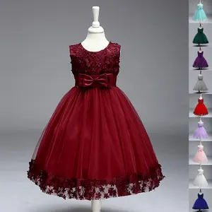 Maroon Kids Clothes 314 Flower Girls Frock Ball Gown Pageant Children Elegant Princess Prom Host Formal Evening Party Cocktail Dress 1-8Y