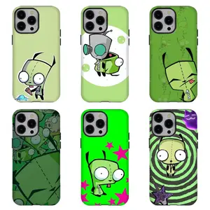 Invad3r Zim Gir Green Aesthetic Phone Case|Green Cartoon Protective Cover For iPhone 17 Pro Max 16 15 14 13 12 11 for Samsung S21 S22 S23 S24 S25 S26 Phone Case|Gift For Her/Him