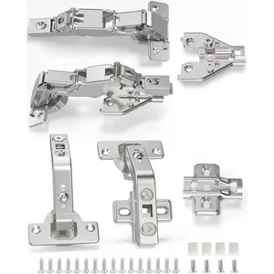 2 Pair 135 Degree & 165 Degree Hinges Kit for Pie Corner Cabinets, Hidden Lazy Susan, Face Frame Self Closing, Clip On, Smooth Slow Close, Concealed Mount for Bi-fold Door, Kitchen Cupboard