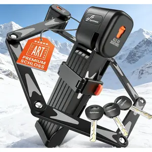 Bike Locks Art Certified Folding Cable Lock High Security Anti Theft 3 Keys Mount Bracket for Bicycle Scooter Ebike 95cm 3.12ft