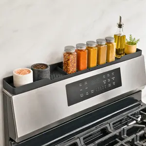 TEO Magnetic Stove Top Shelf - Silicone 30" Over the Stove Spice Rack, Heat Resistant, No Hassle Installation, Dishwasher Safe, Spiceholder Organiser