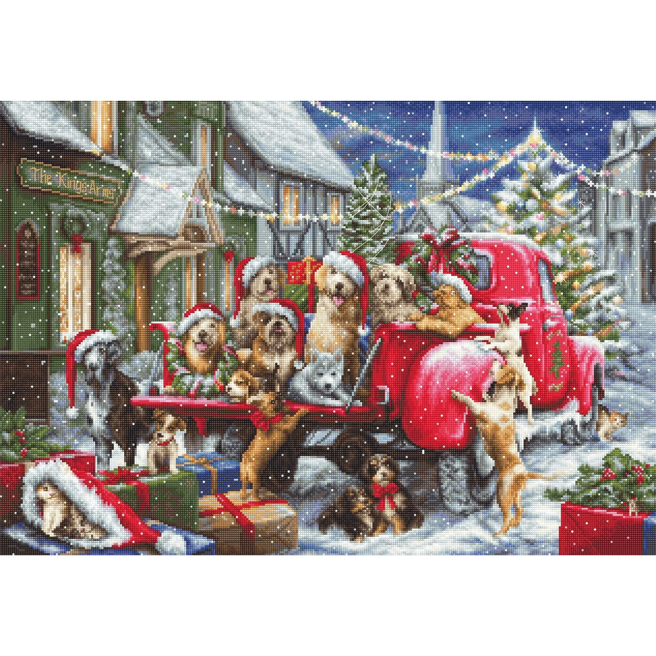Puppies Christmas Counted Cross-Stitch Kit by Luca-S B2414L